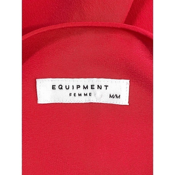 Equipment Kenley Silk Flare Sleeve Blouse Red Medium Classy Sophisticated Casual - Picture 11 of 12